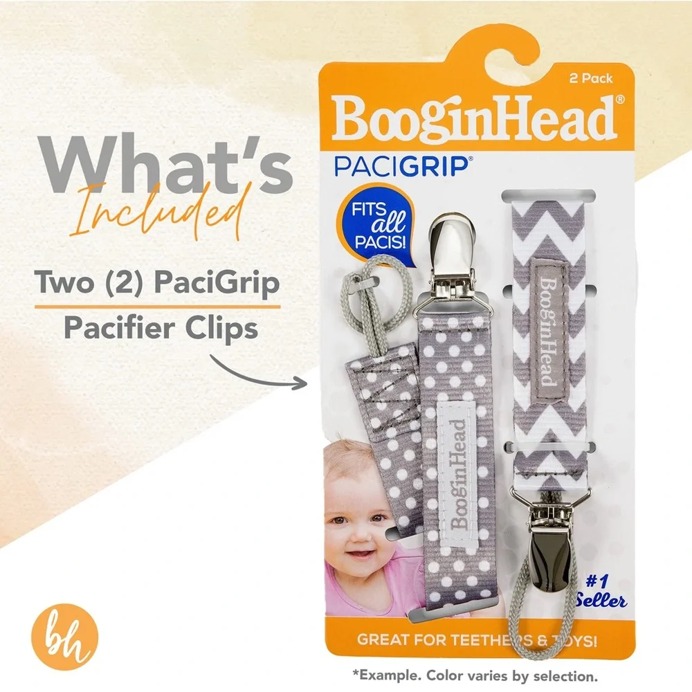 BooginHead Pacifier Clip Baby Pacifier Holder PaciGrip 2-Pack
